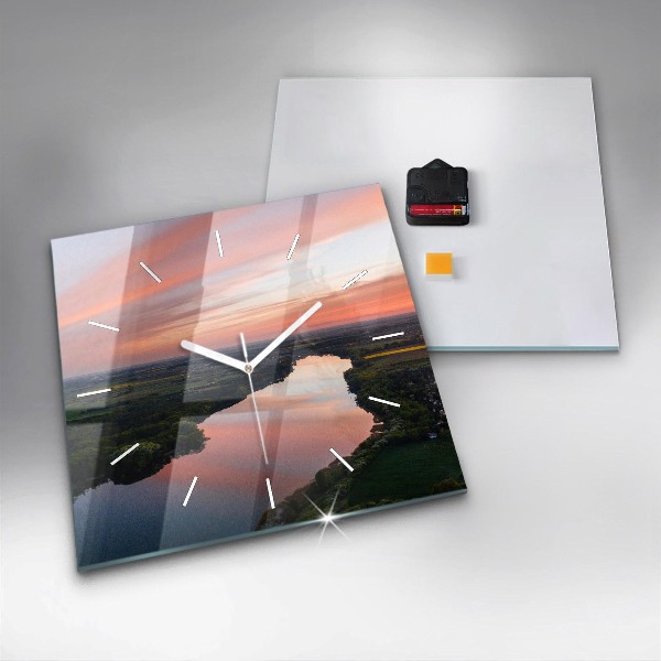 Square wall clock Lake view