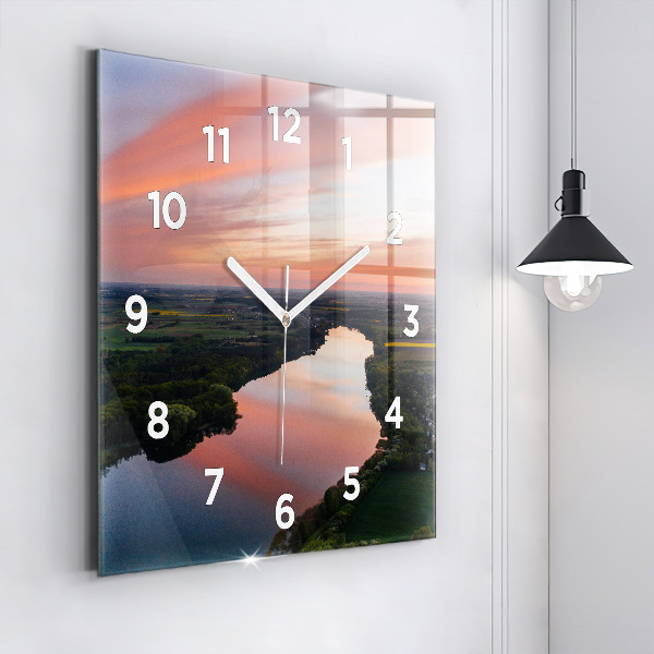 Square wall clock Lake view