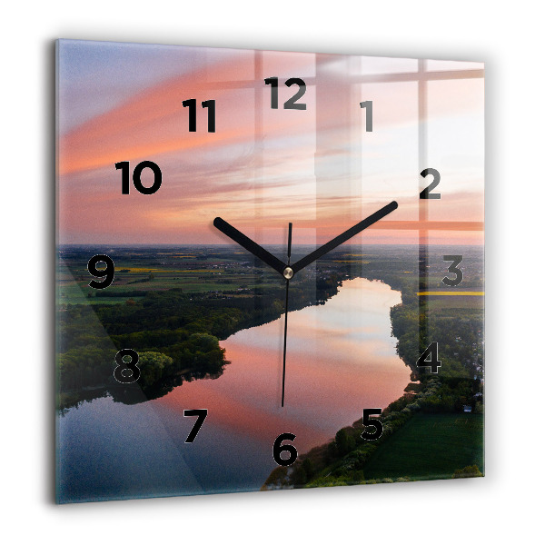 Square wall clock Lake view
