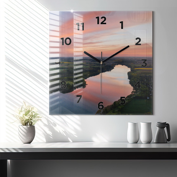 Square wall clock Lake view