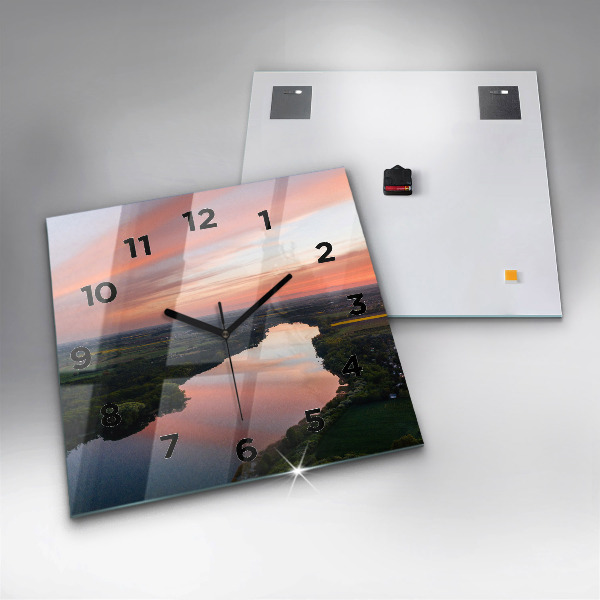 Square wall clock Lake view