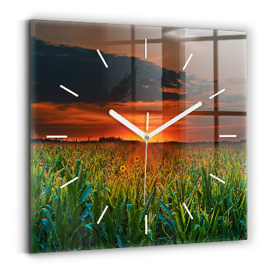 Square wall clock Sunflowers in the meadow