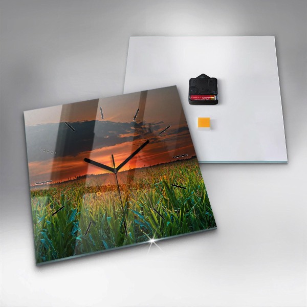 Square wall clock Sunflowers in the meadow