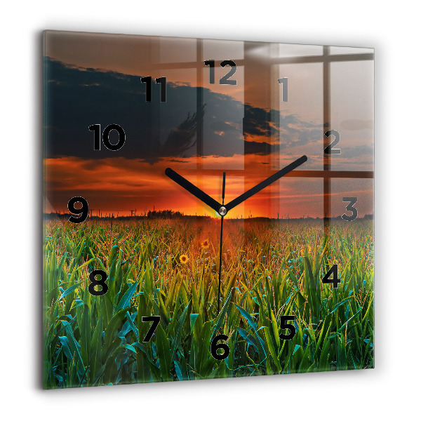 Square wall clock Sunflowers in the meadow