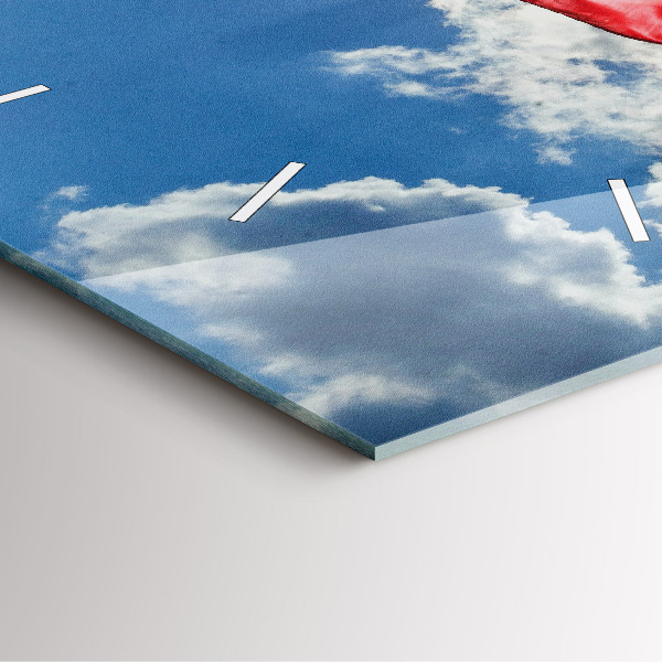 Square wall clock The Polish flag against the sky