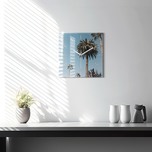 Square wall clock Palm trees in Los Angeles