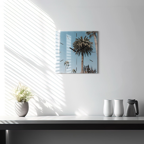 Square wall clock Palm trees in Los Angeles