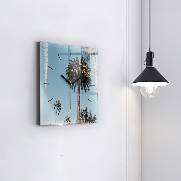 Square wall clock Palm trees in Los Angeles