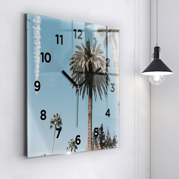 Square wall clock Palm trees in Los Angeles