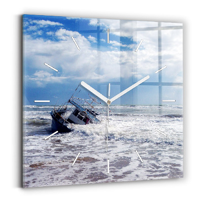 Square wall clock Sunken watercraft