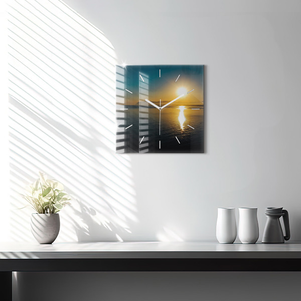 Square wall clock Sunrise landscape