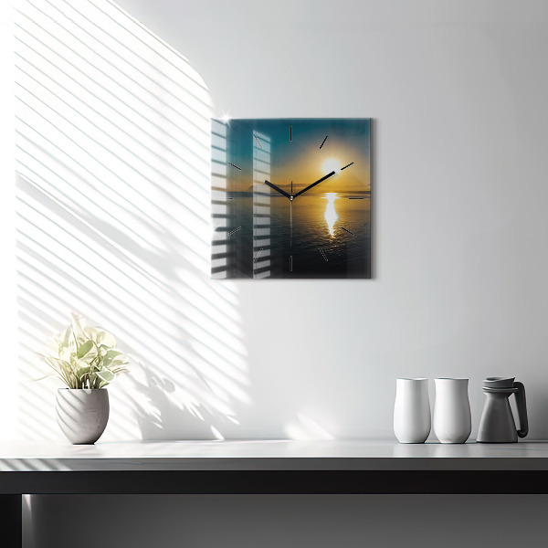 Square wall clock Sunrise landscape