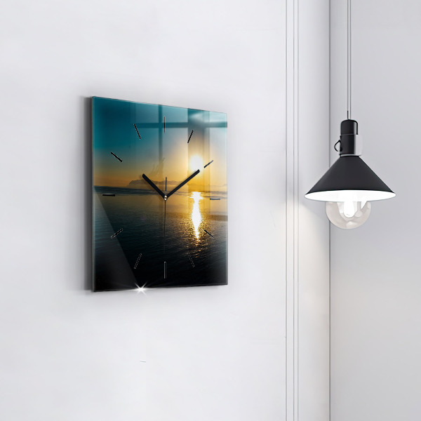 Square wall clock Sunrise landscape
