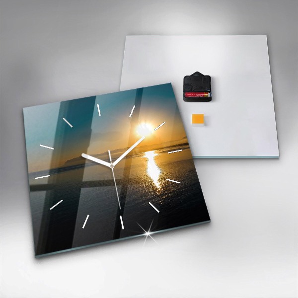 Square wall clock Sunrise landscape
