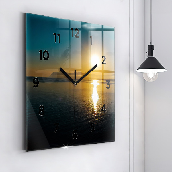 Square wall clock Sunrise landscape
