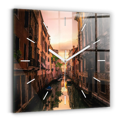Square wall clock View of the canal in the city