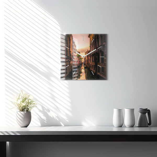 Square wall clock View of the canal in the city