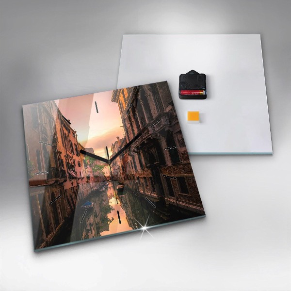 Square wall clock View of the canal in the city