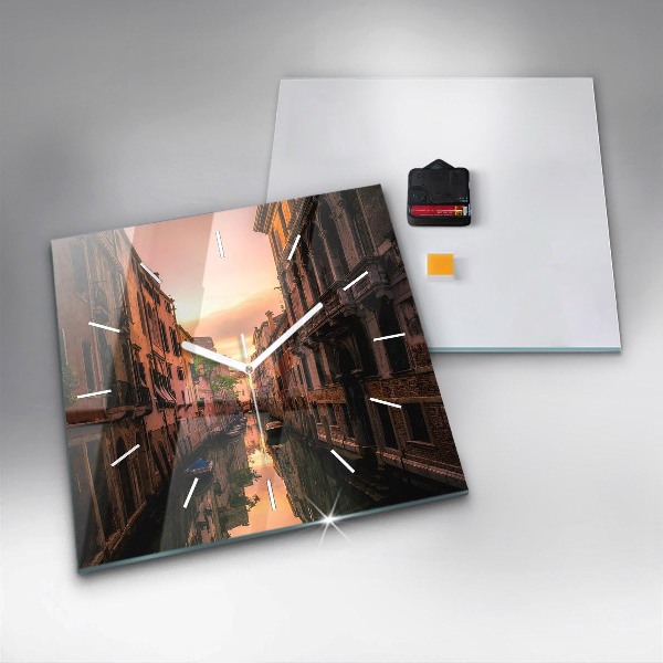 Square wall clock View of the canal in the city