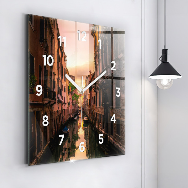 Square wall clock View of the canal in the city