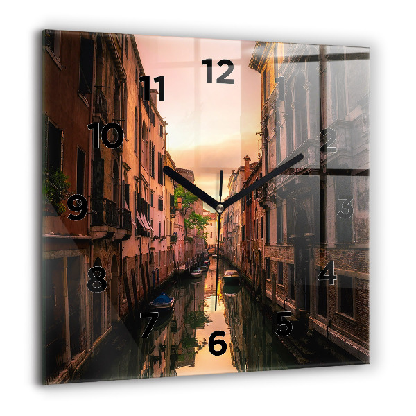 Square wall clock View of the canal in the city