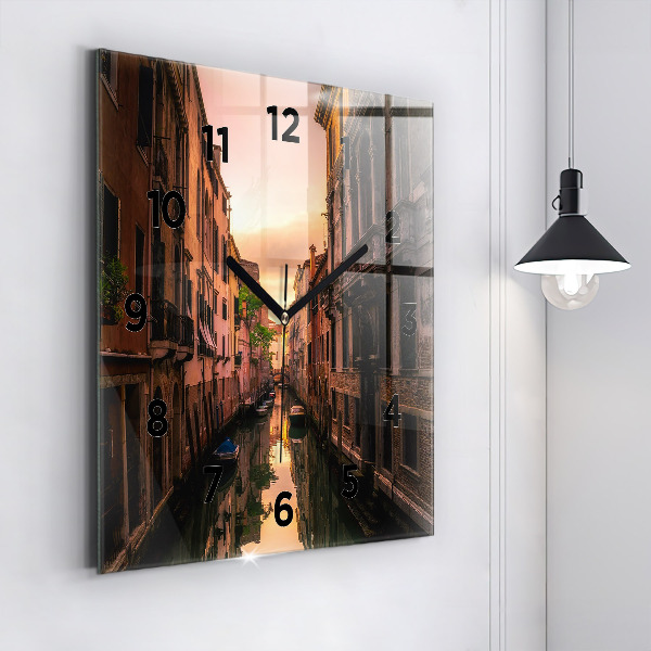 Square wall clock View of the canal in the city
