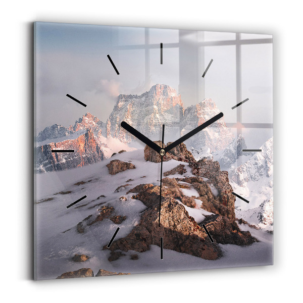 Square wall clock A mountain covered in snow