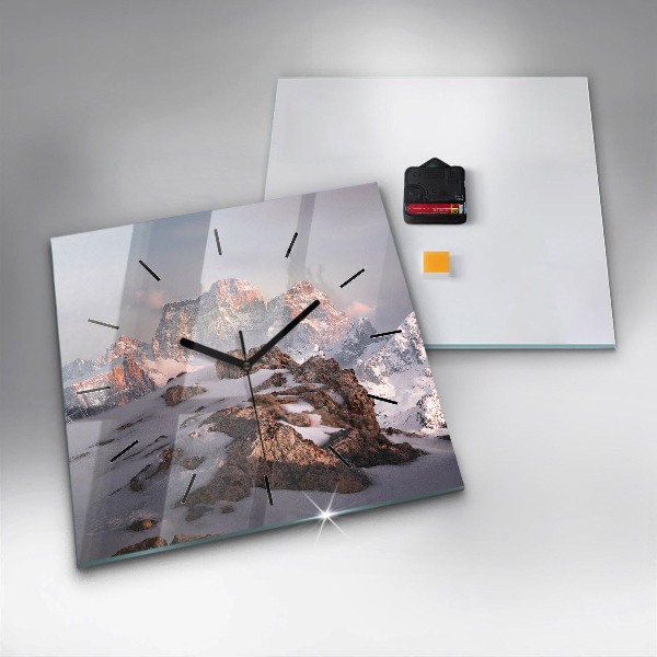 Square wall clock A mountain covered in snow