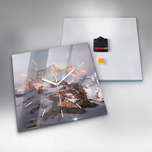 Square wall clock A mountain covered in snow