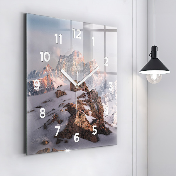 Square wall clock A mountain covered in snow