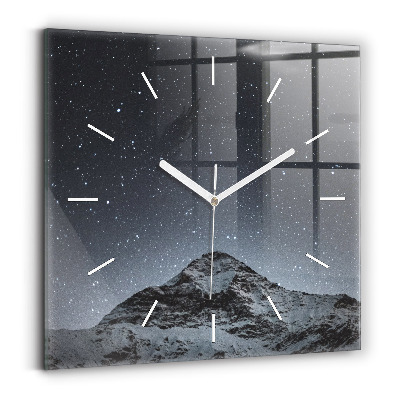 Square wall clock Mountain under the stars