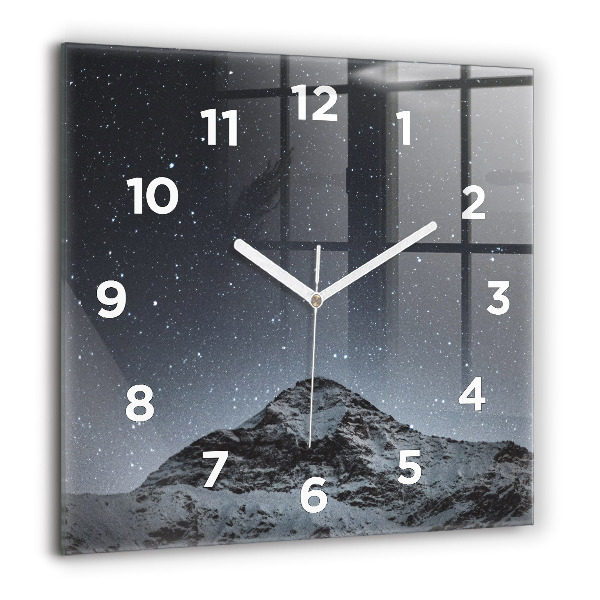 Square wall clock Mountain under the stars