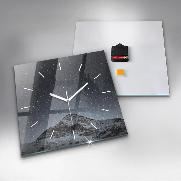 Square wall clock Mountain under the stars