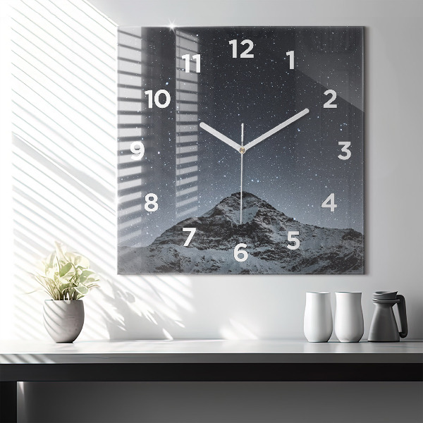 Square wall clock Mountain under the stars