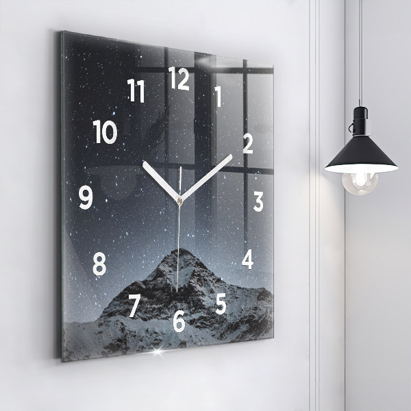 Square wall clock Mountain under the stars
