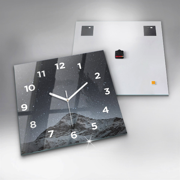 Square wall clock Mountain under the stars