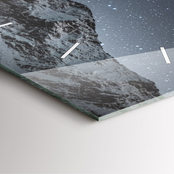 Square wall clock Mountain under the stars