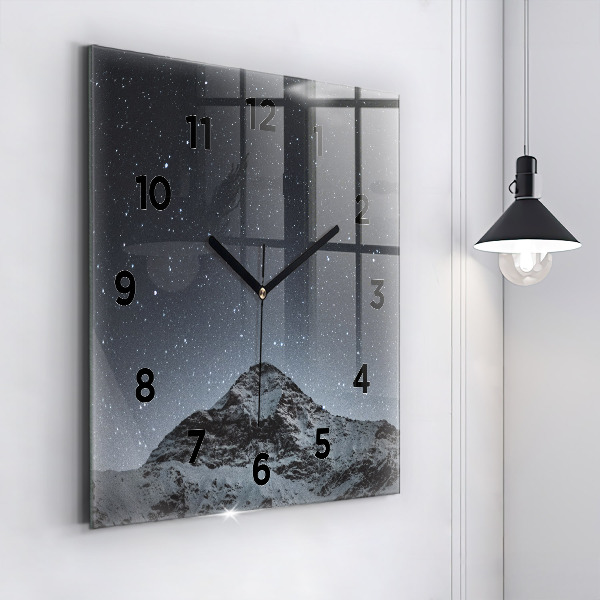 Square wall clock Mountain under the stars