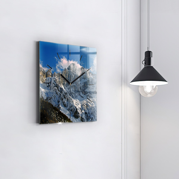 Square wall clock Mountains under blue sky