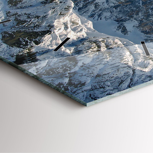 Square wall clock Mountains under blue sky