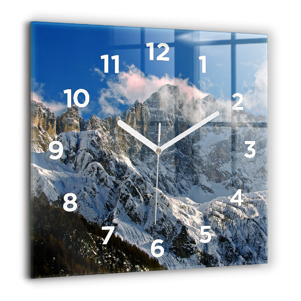 Square wall clock Mountains under blue sky