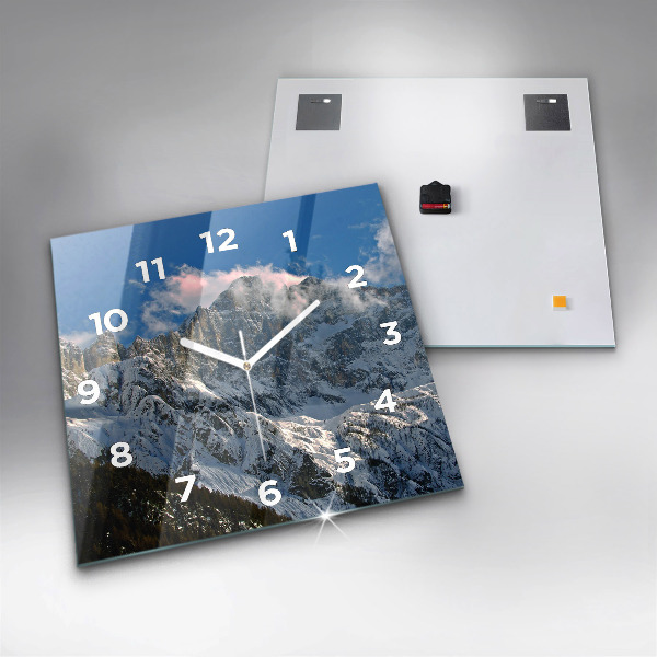Square wall clock Mountains under blue sky