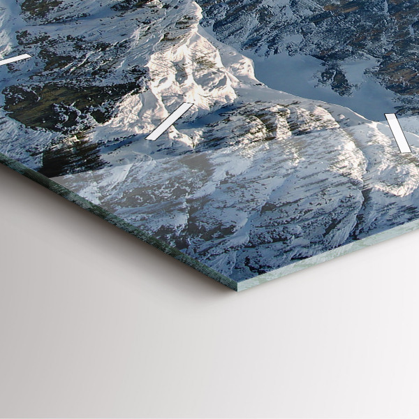 Square wall clock Mountains under blue sky