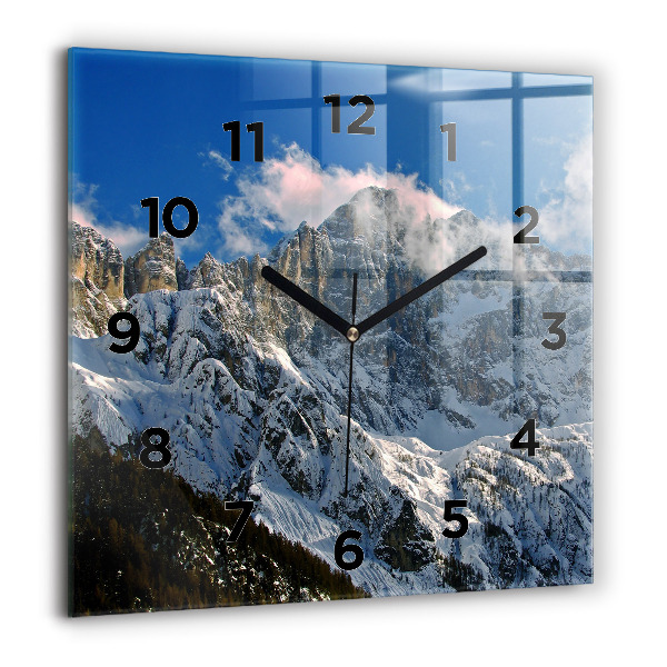 Square wall clock Mountains under blue sky