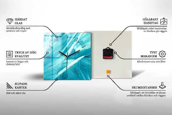 Square wall clock Sea wave photography