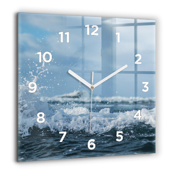 Square wall clock Sea wave photography