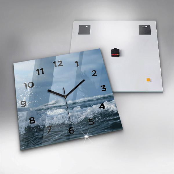 Square wall clock Sea wave photography
