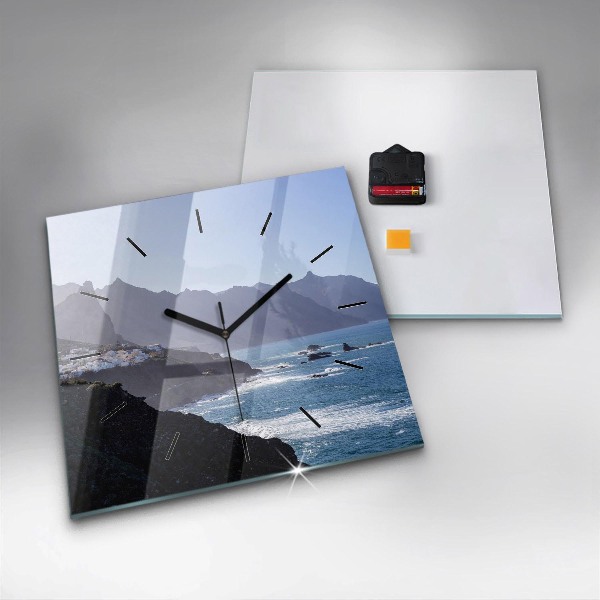 Square wall clock Mountains by the ocean