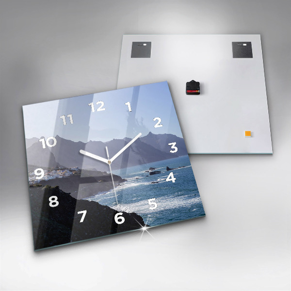 Square wall clock Mountains by the ocean