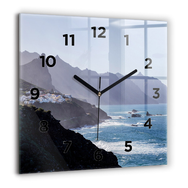Square wall clock Mountains by the ocean